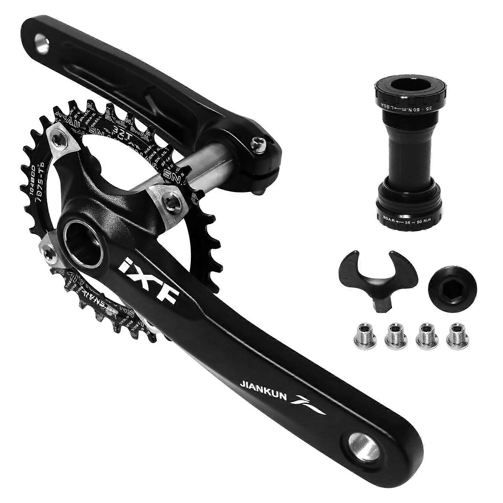 Mountain Bike Crankset 170mm Hollow Integrated MTB Set 104BCD 3238T Narrow Wide Chainring with Bottom Bracket