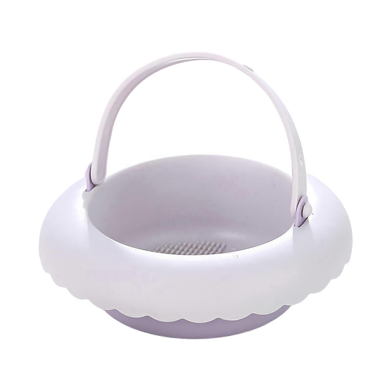 Portable Makeup Brush Care Bowl Featuring Quick Drying Technology and Secure Tool Storage Sections  Purple