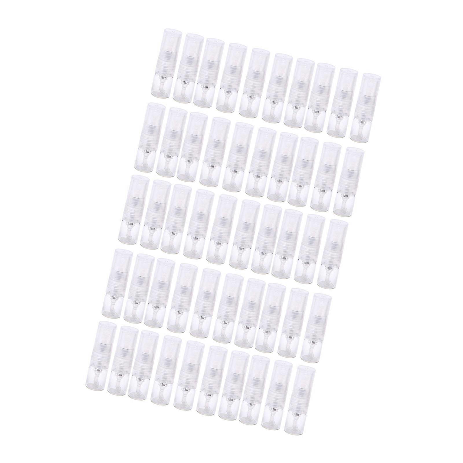 Conjunto de 50 frascos de vidro de 1ml com atomizador, à prova de vazamentos, portáteis e recarregáveis, para perfumes, ideais para entusiastas de fragrâncias e viagens. Multicoloridos.