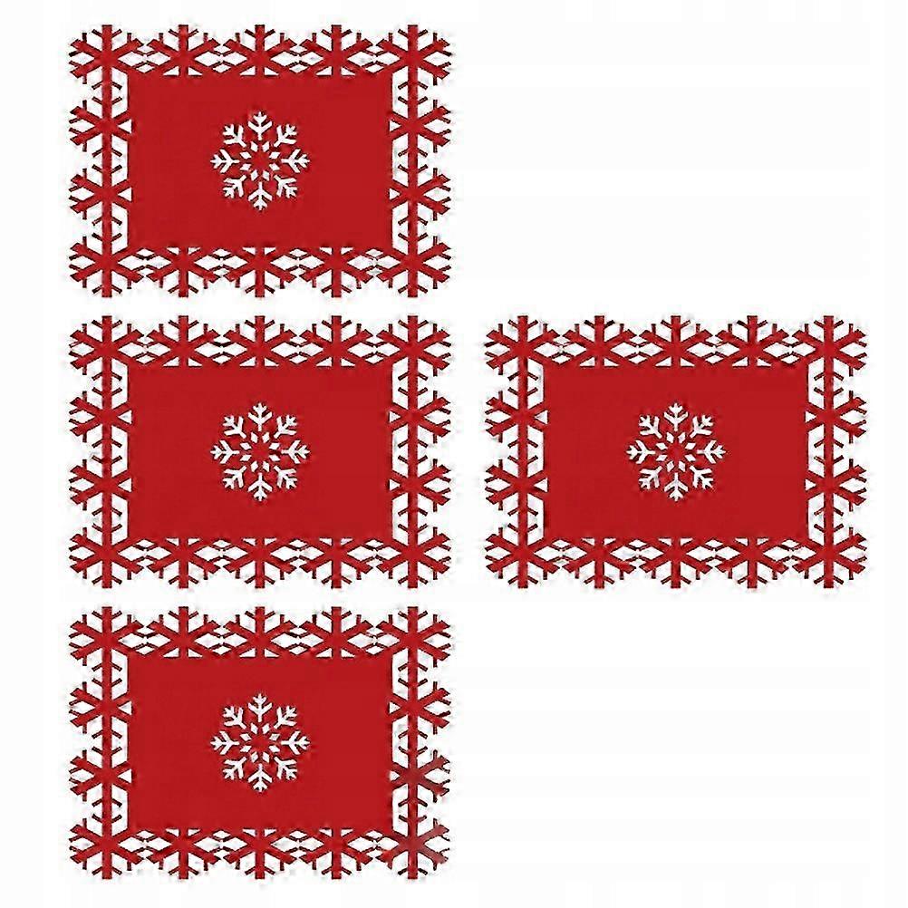 Dining Table Placemats Xmas Snowflake Red Party