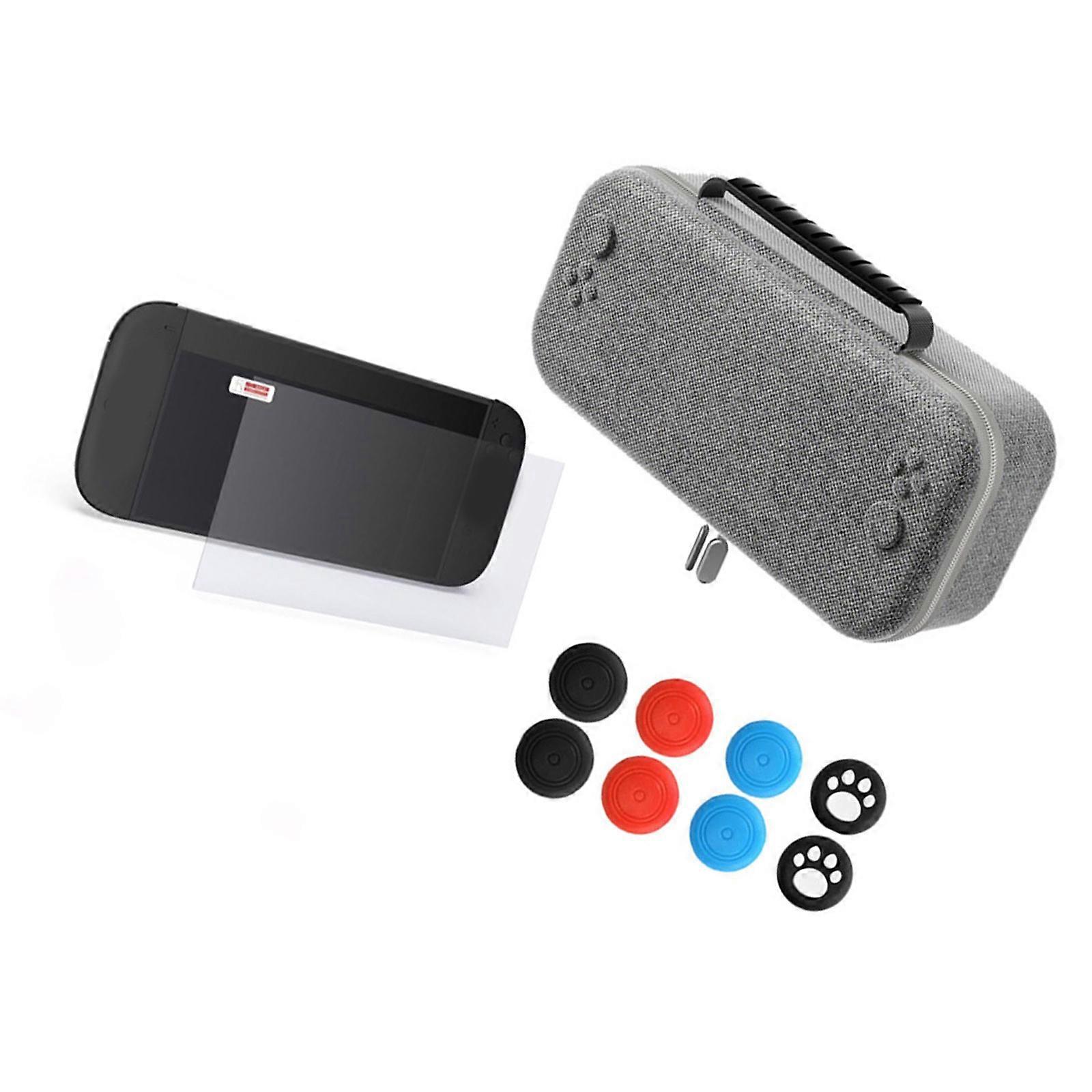 Handheld Gaming Console Protective Case with Thumb Grips Screen Protector Storage Compartments For NS 2  grey