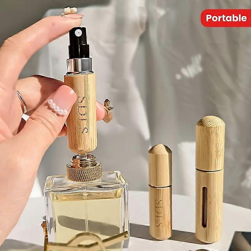 5/8ml Bamboo Shell Perfume Atomizer Refillable Mini Spray Bottles Portable Travel Bottles with Visible Window Bottom Fill Design