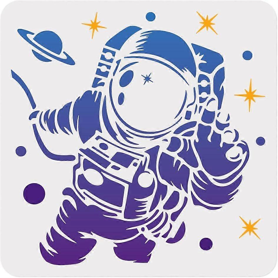 1pc Space Astronaut Wall Stencil for Painting 11.8x11.8 Space Theme Reusable Stencil for Wood Burning Paint Template DIY Craft Art Stencil on Wood Fab