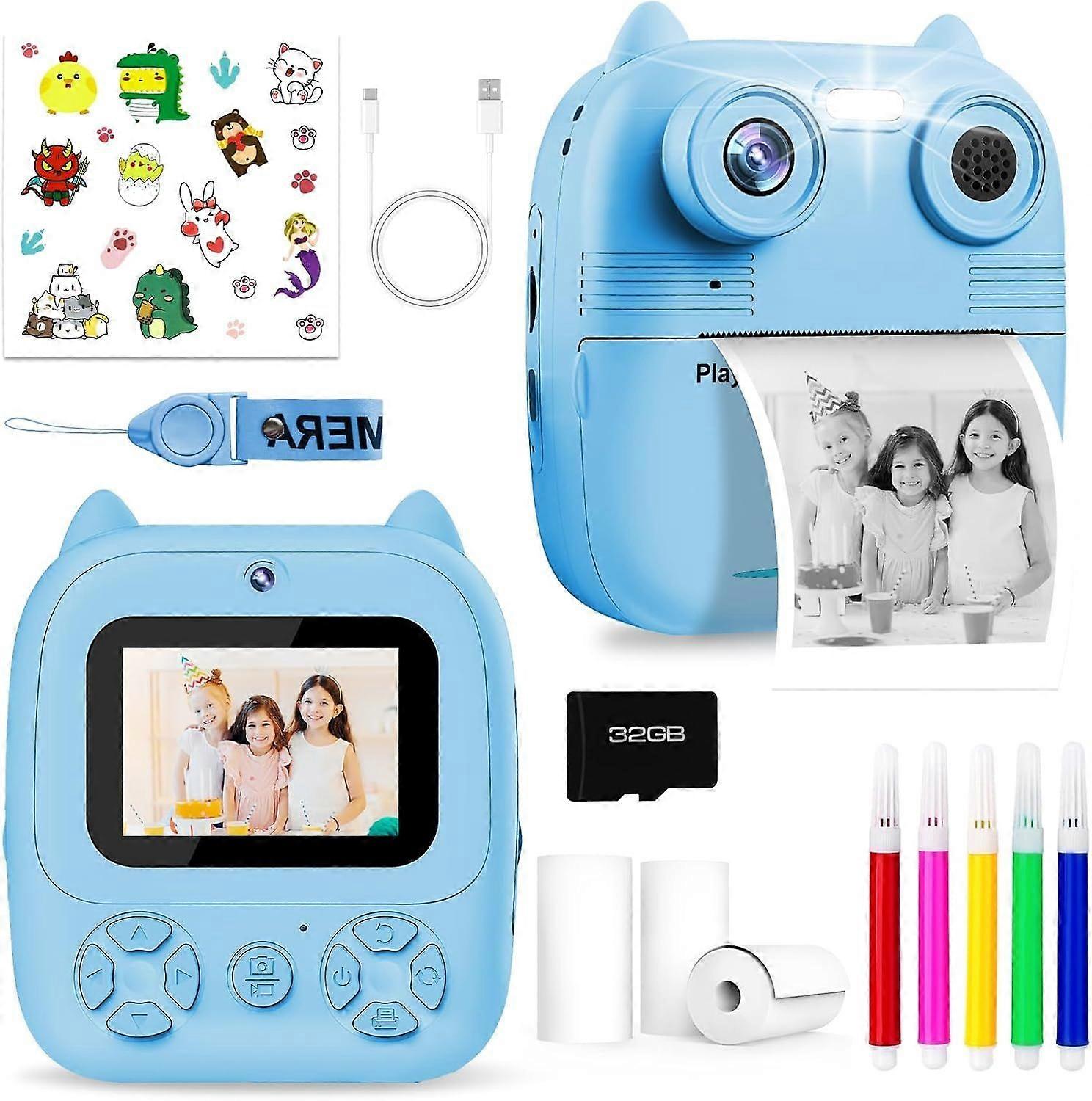 Instant print digital camera with 48 megapixels, 2.4-inch screen, HD video recording and instant thermal printing