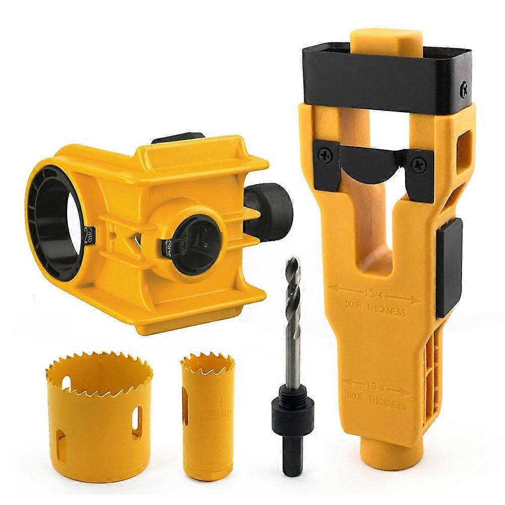 Kit de Instalação de Fechadura de Porta com Trava de Esfera para Abrir Furos, Compatível com Portas de Madeira e Metal de 1-3/8" e 1-3/4" de Espessura, Amarelo