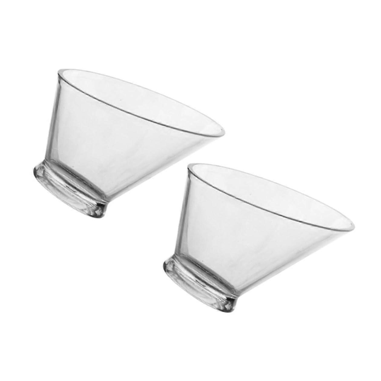 2Pcs Clear Plastic Angled Salad Bowls for Parties and Transparent Dessert Cups for Snacks