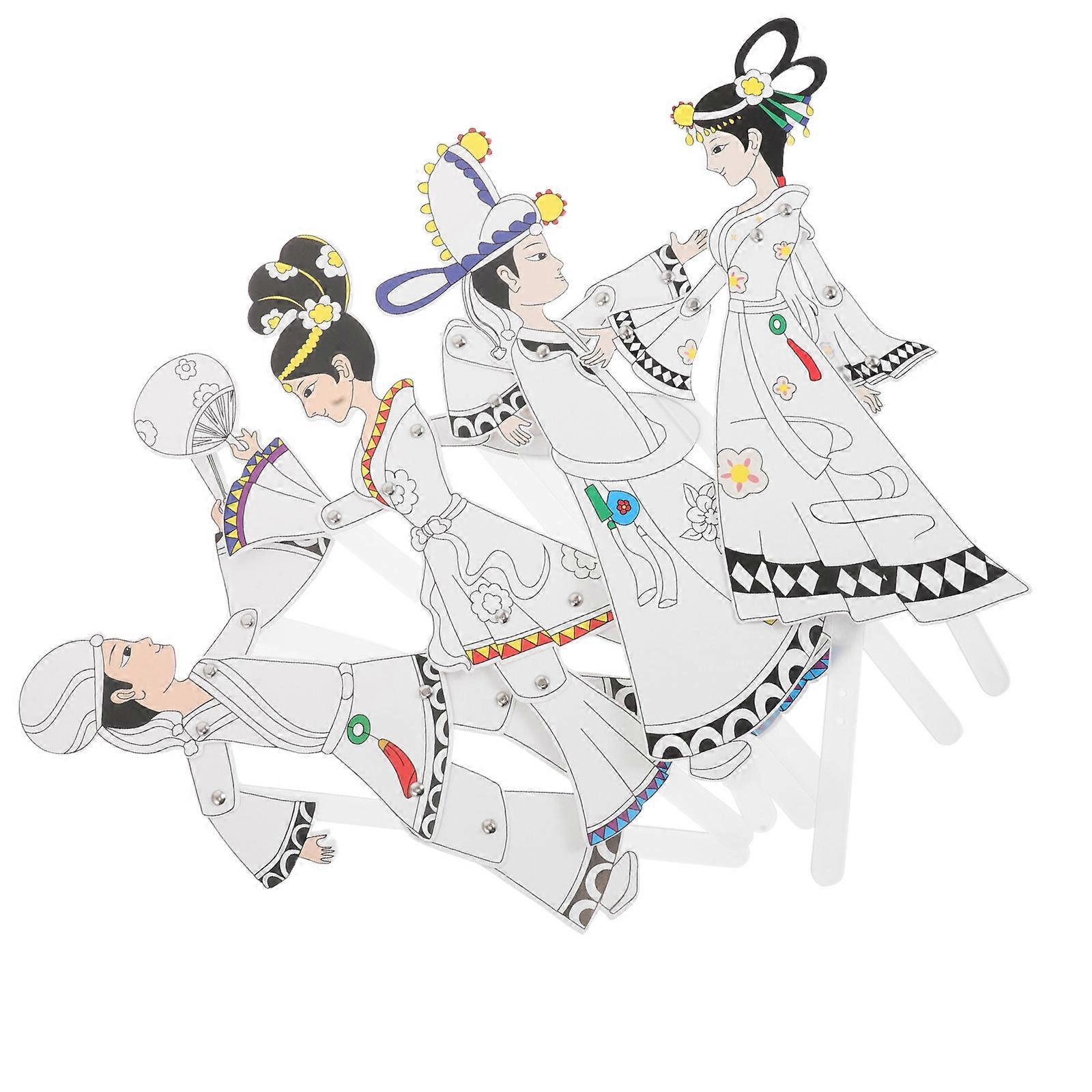 4Pcs Shadow Puppets for Kids with Chinese Traditional Puppet Making Kit