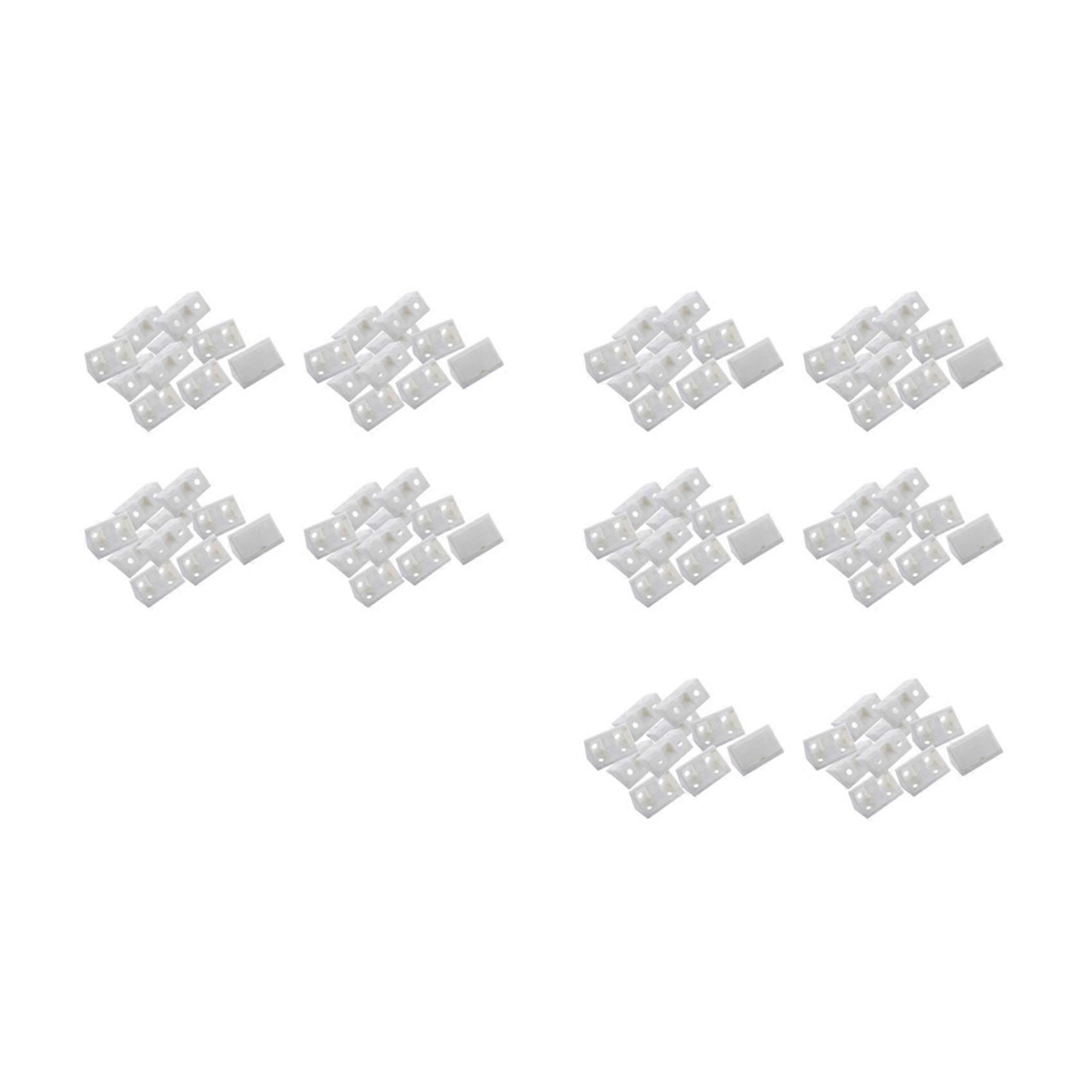 Furniture Cabinet Fastener Corner Braces Angle Brackets White 100Pcs