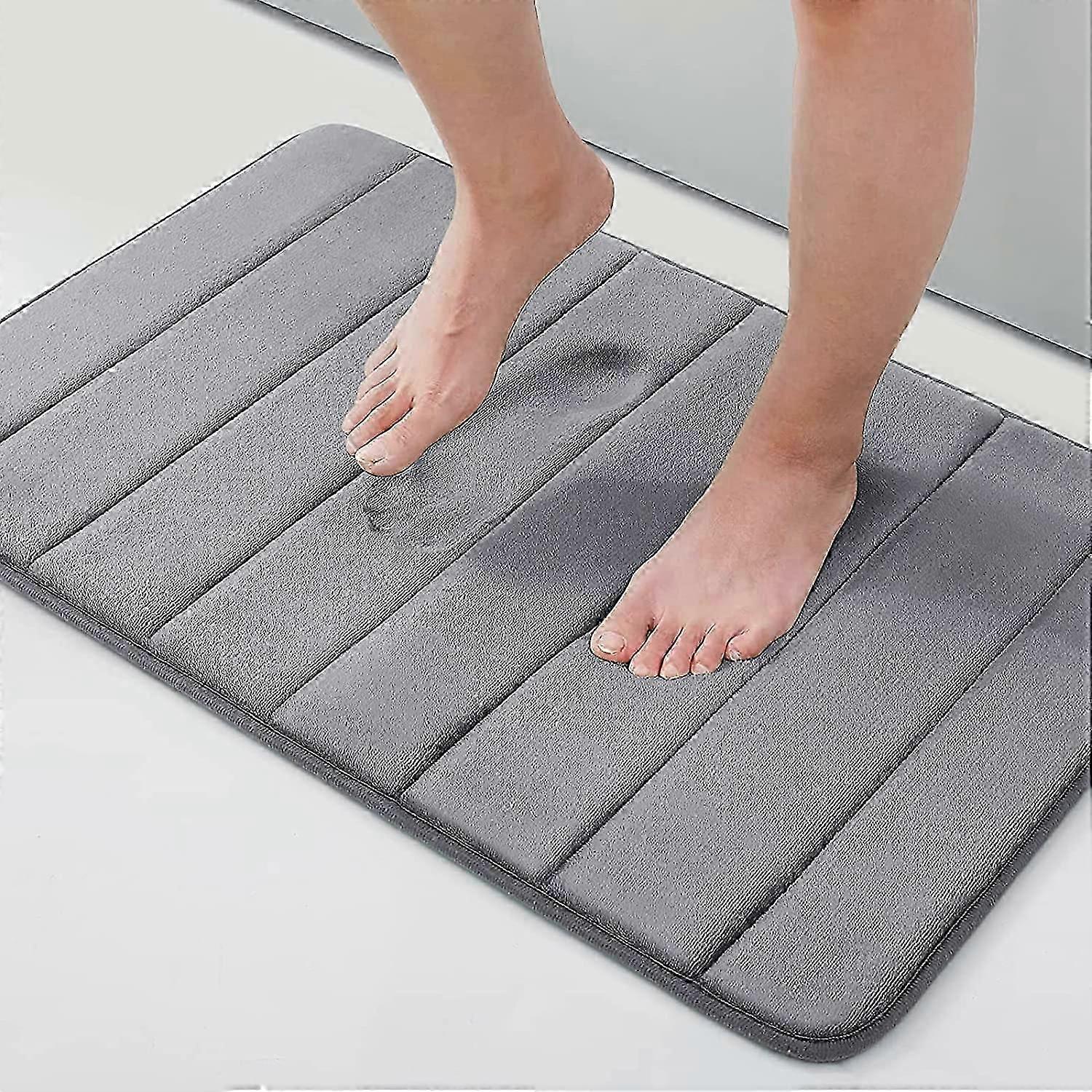 Memory Foam Bath Mat, Extra Soft Non-Slip Bathroom Mat, Dark Grey