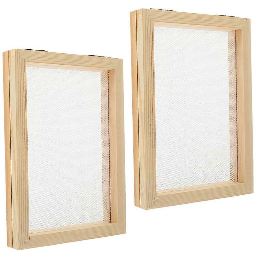 2pcs Paper Making Mold and Screen with Wooden Frame for Craft Projects