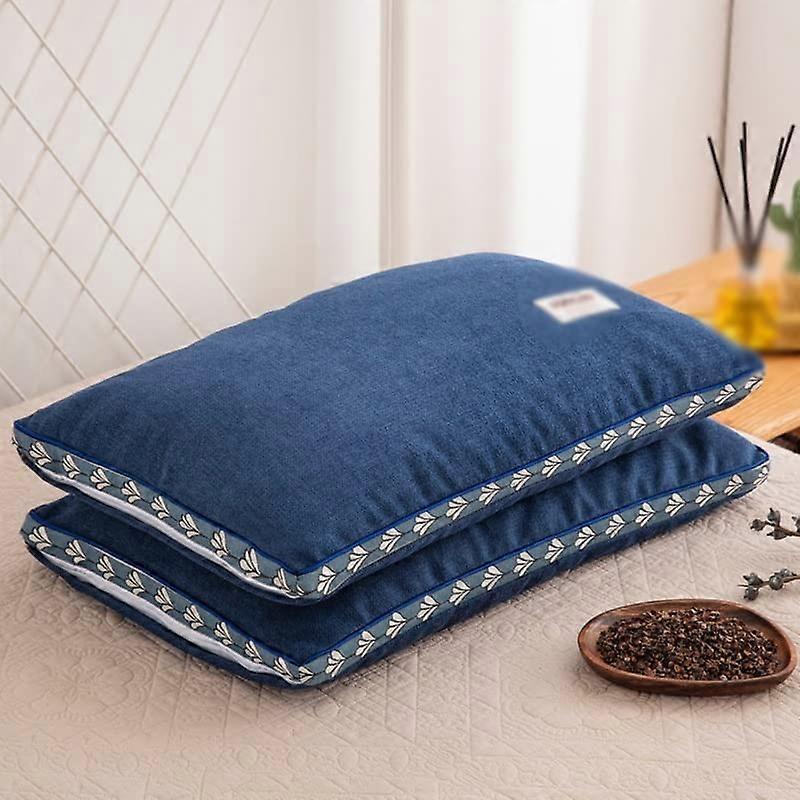 Buckwheat Neck Support Pillow with Removable Washable Core Hemp Velvet Ergonomic Cervical Design 48x74CM