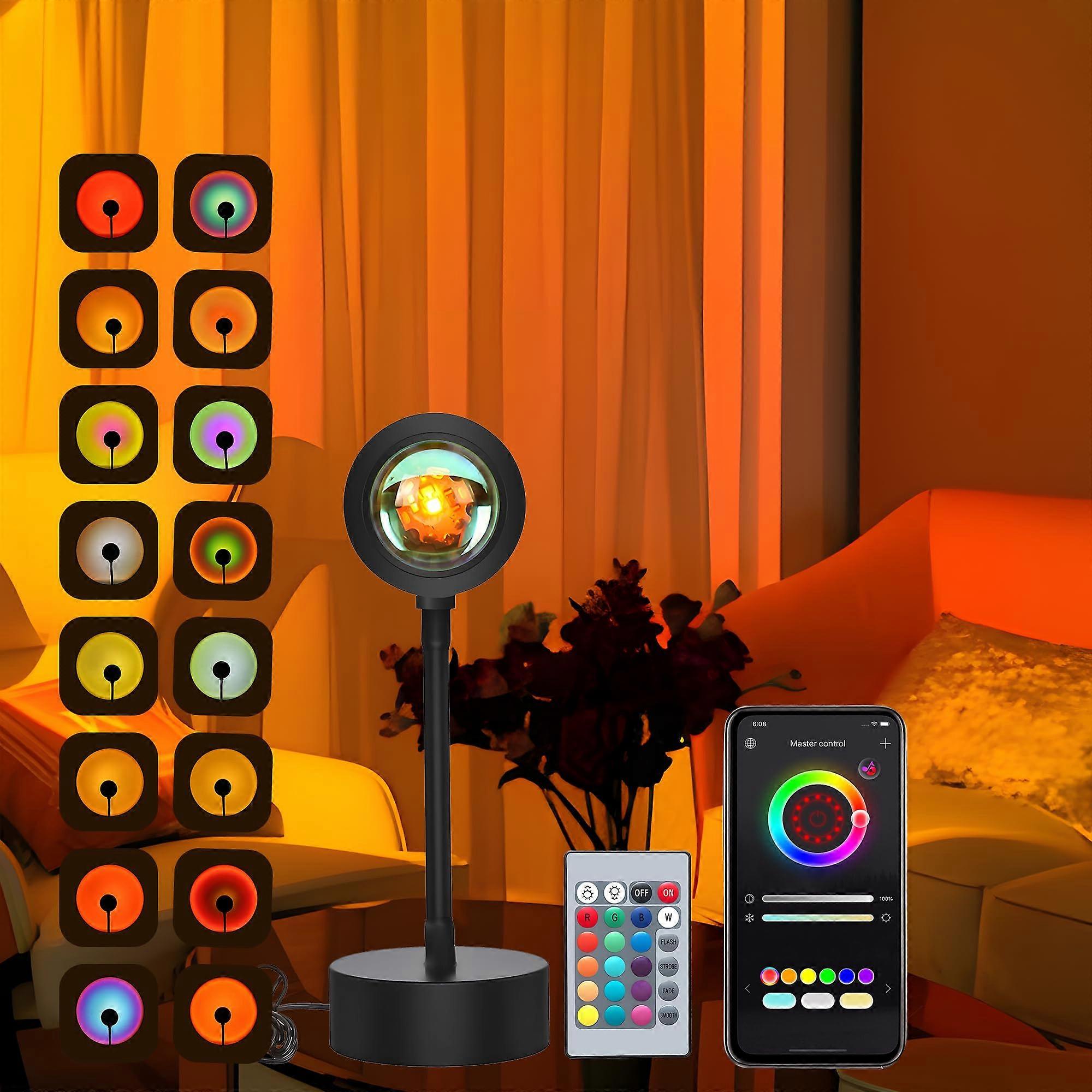 Sunset Lamp Projector RGB with Remote and APP Control, 360° Rotating Light for Room Decor