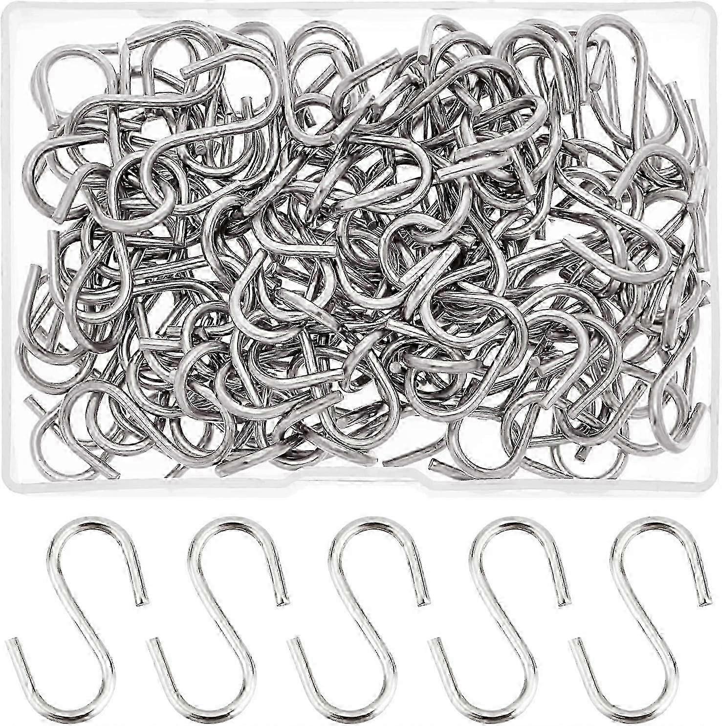 304 Stainless Steel Hooks for Hanging, 100pcs Small S Hooks for Light Objects