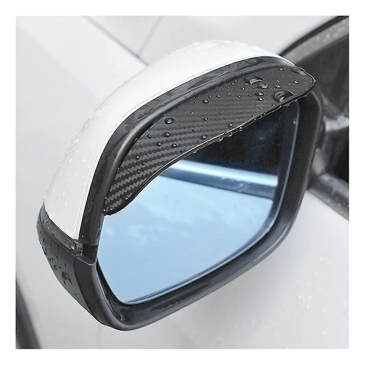 2PCS Car Side Mirror Rain Guard Visors  Waterproof Carbon Fiber Rear View Eyebrows Universal Fit