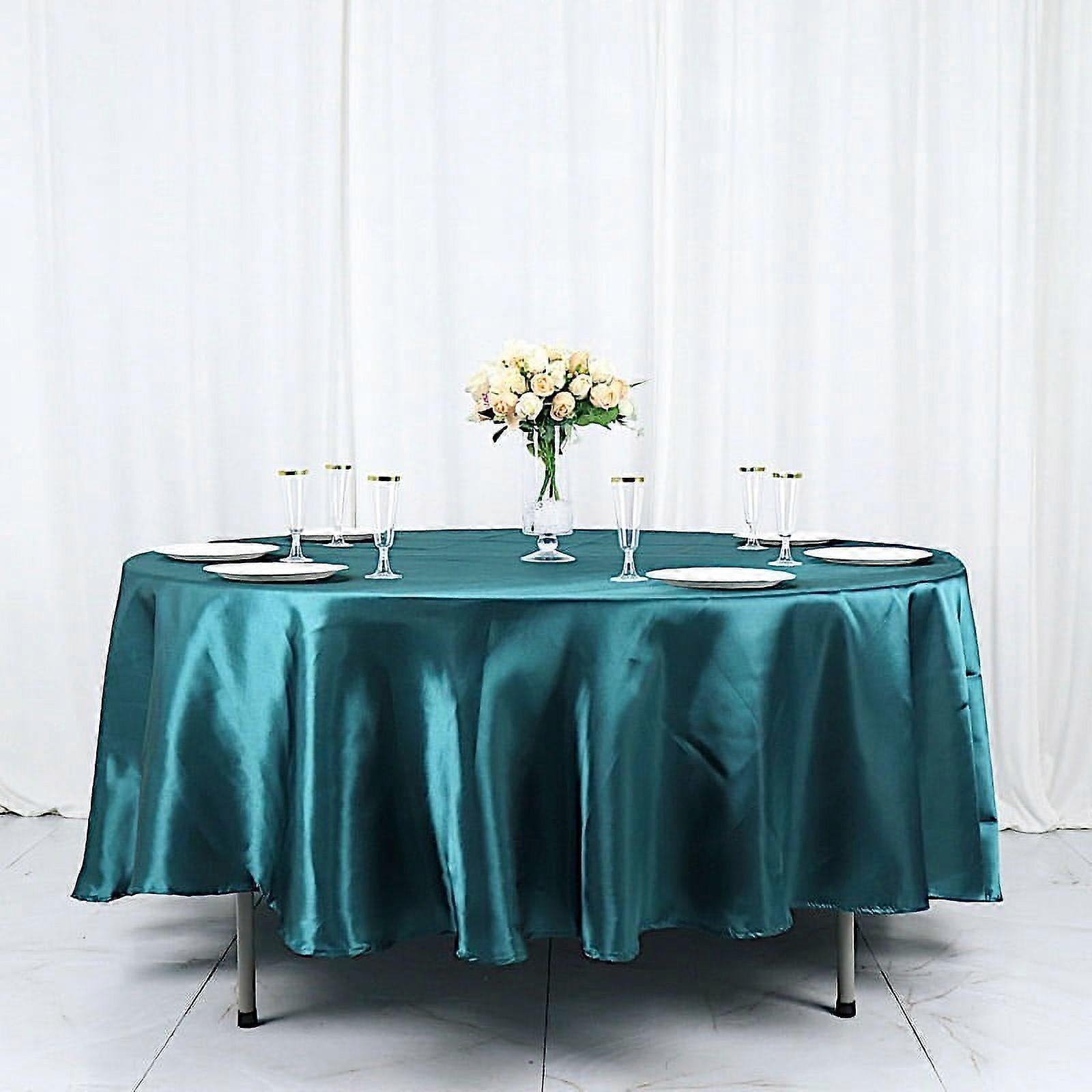 BalsaCircle 108" Round Satin Tablecloth Peacock Teal Round Table Linen