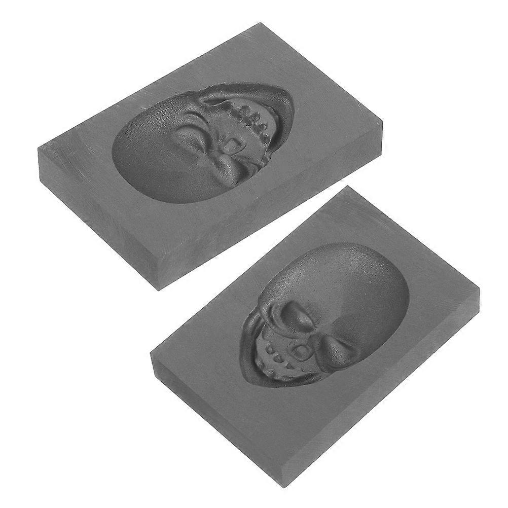 2Pcs Skull Head Graphite Casting Ingot Mold for Metal Refining and DIY Use