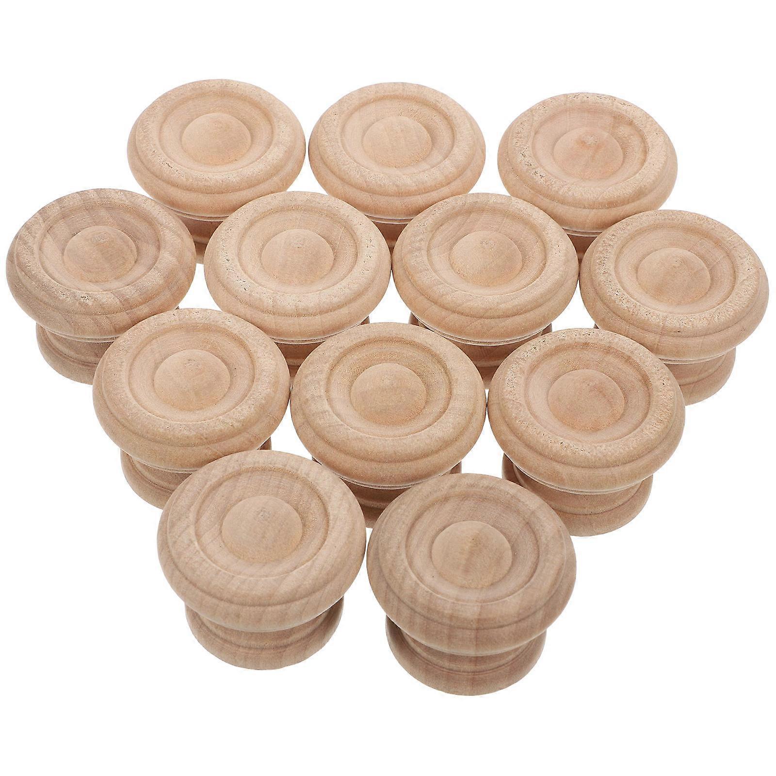 Wood Drawer Knobs Wooden Handles for Kitchen Cabinets 12Pcs Pack