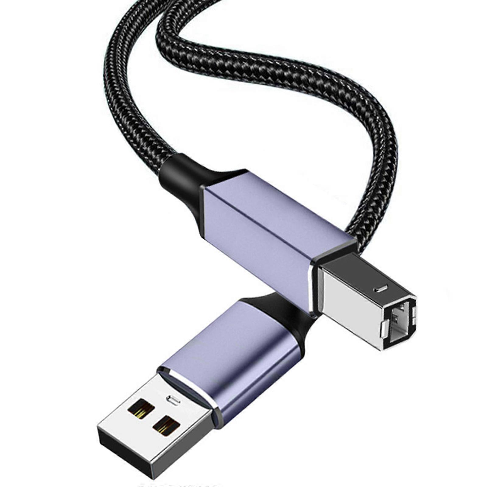 Nylon Braided USB 2.0 to USB B Printer Cord with Fast Transfer Speed for PC Laptop Printer Scanner Controller Multicolor