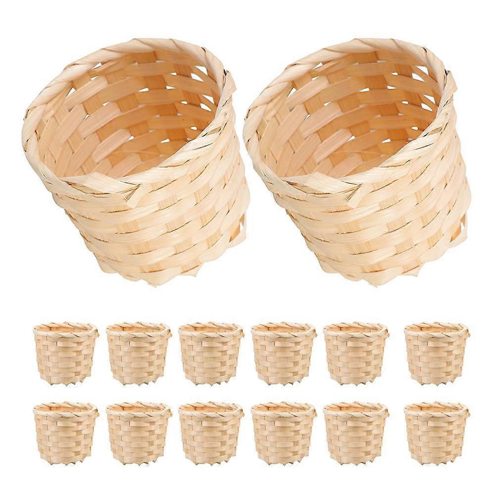 Mini Basket Bamboo Woven for Desktop Organization 15Pcs Rustic Storage
