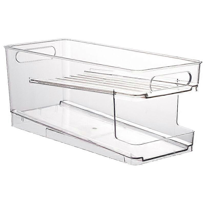 PET double-layer beverage rack integrated portable mini fridge beverage rack rolling beer cola can storage box