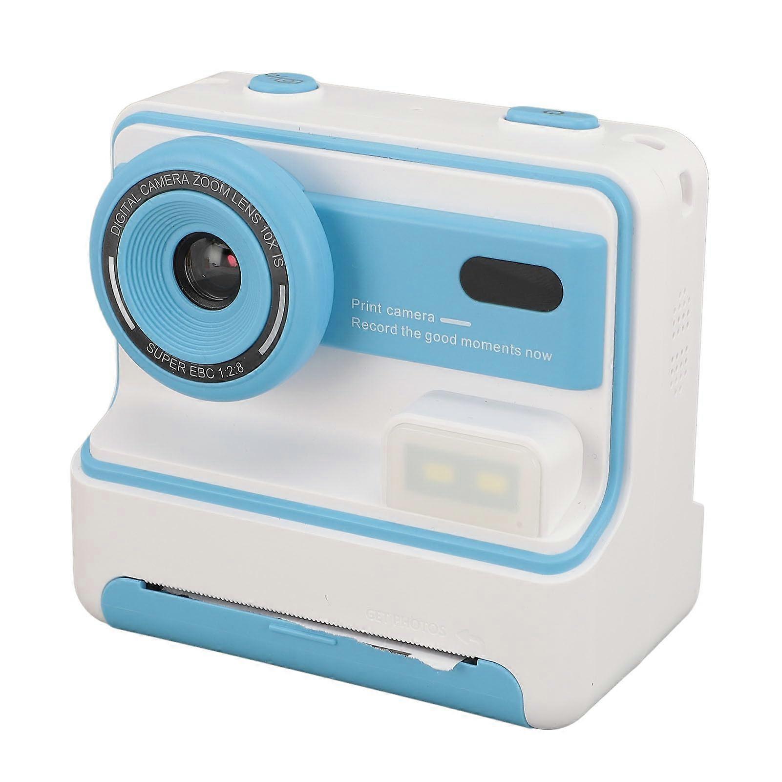 Instant Print Kids Camera 48MP Dual Lens 1080P HD 16X Zoom with Flash and 2.4 Inch Screen Blue