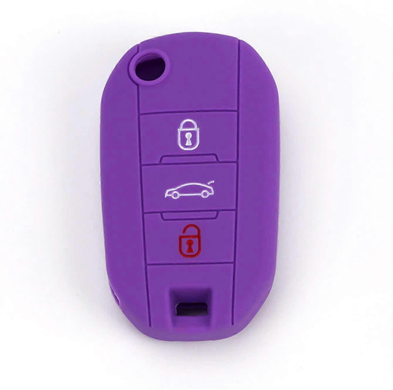 Silicone Case For 3 Button Remote Compatible with C3C6 C8 DS3DS5 208 301 308 408 508 2008 3008 5008 RCZ Purple