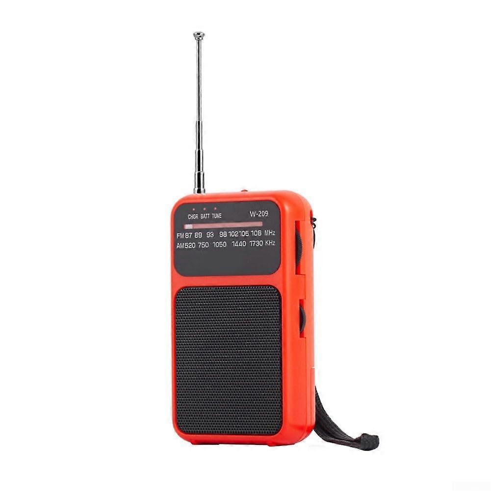 Portable AM FM Radio with Dual Power Supply, Strong Reception and Headphone Jack, Red