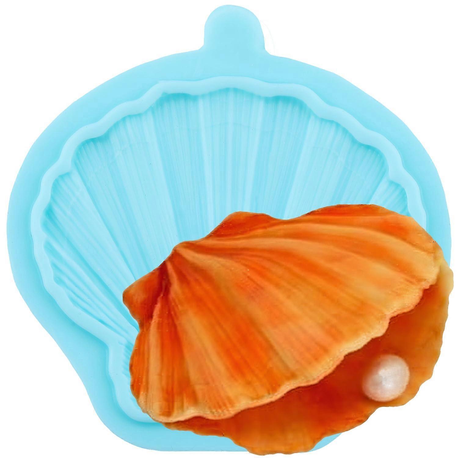 Silicone Fondant Clam Shell Mold for Cake Decoration Chocolate Candy Beach Theme Blue
