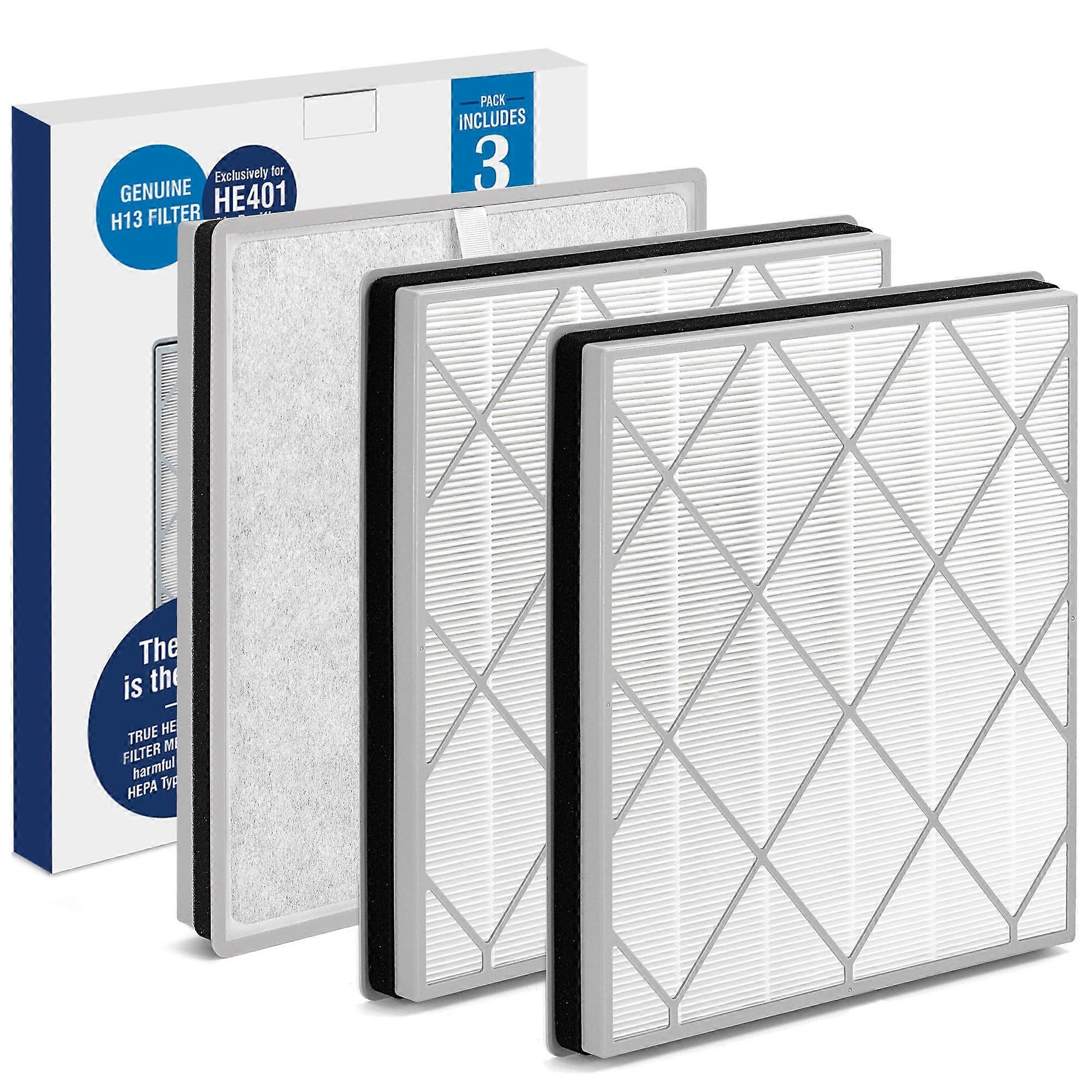 Air Purifier Filter Replacement for Shark HE400 HE401 HE402 HE405, 3 Pack H13 True HEPA Odor Lock