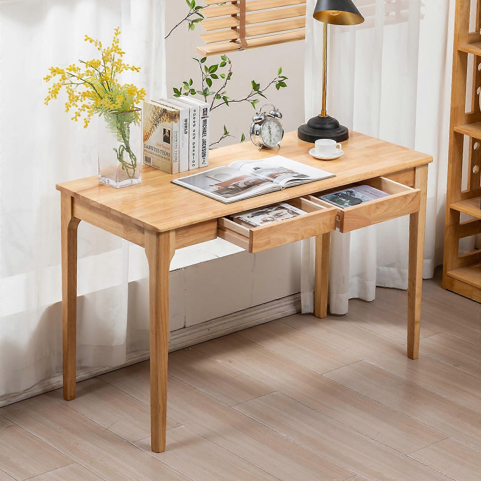 47 Inch Solid Wood Computer Desk for Home Office with Spacious Work Surface and Durable Design