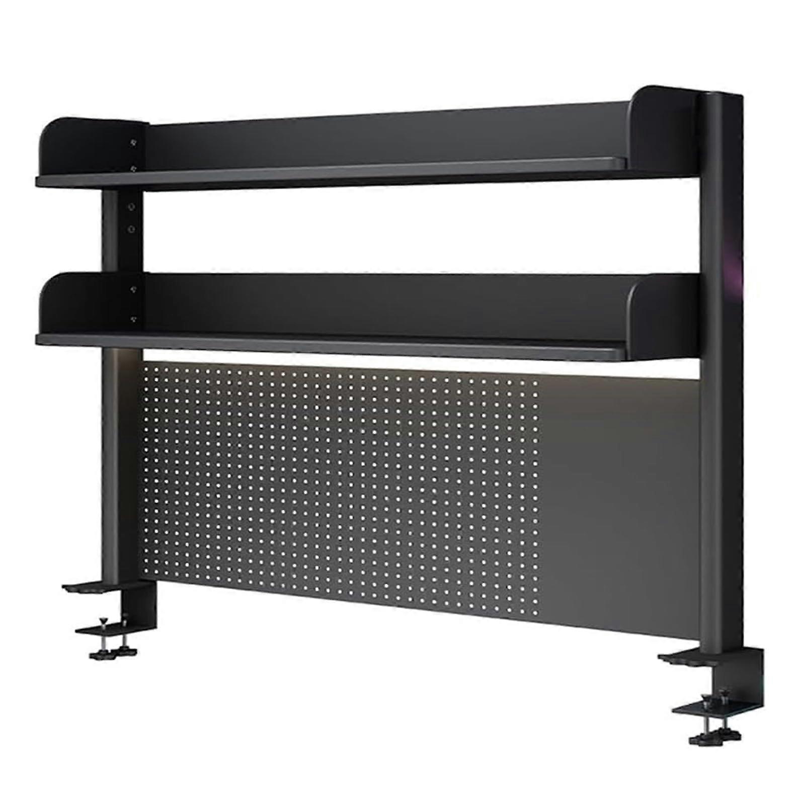 Clamp On Desk Organizer Shelf 2 Tier Adjustable Desktop Storage Rack with SpaceSaving Dual Shelves 100cm