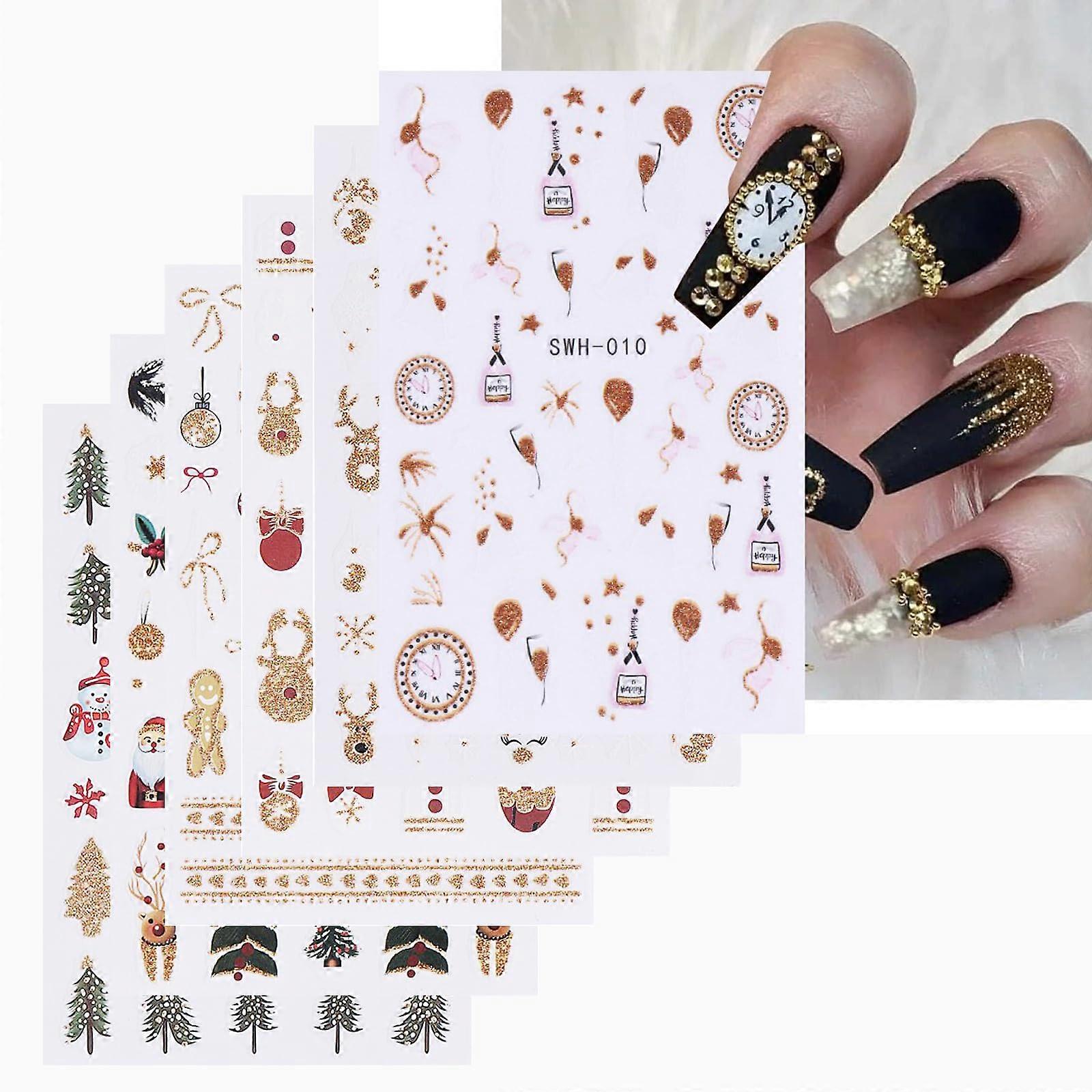 Nail Art Stickers with Floral and Shell Patterns, LongLasting Flower Nail Decals Pattern09