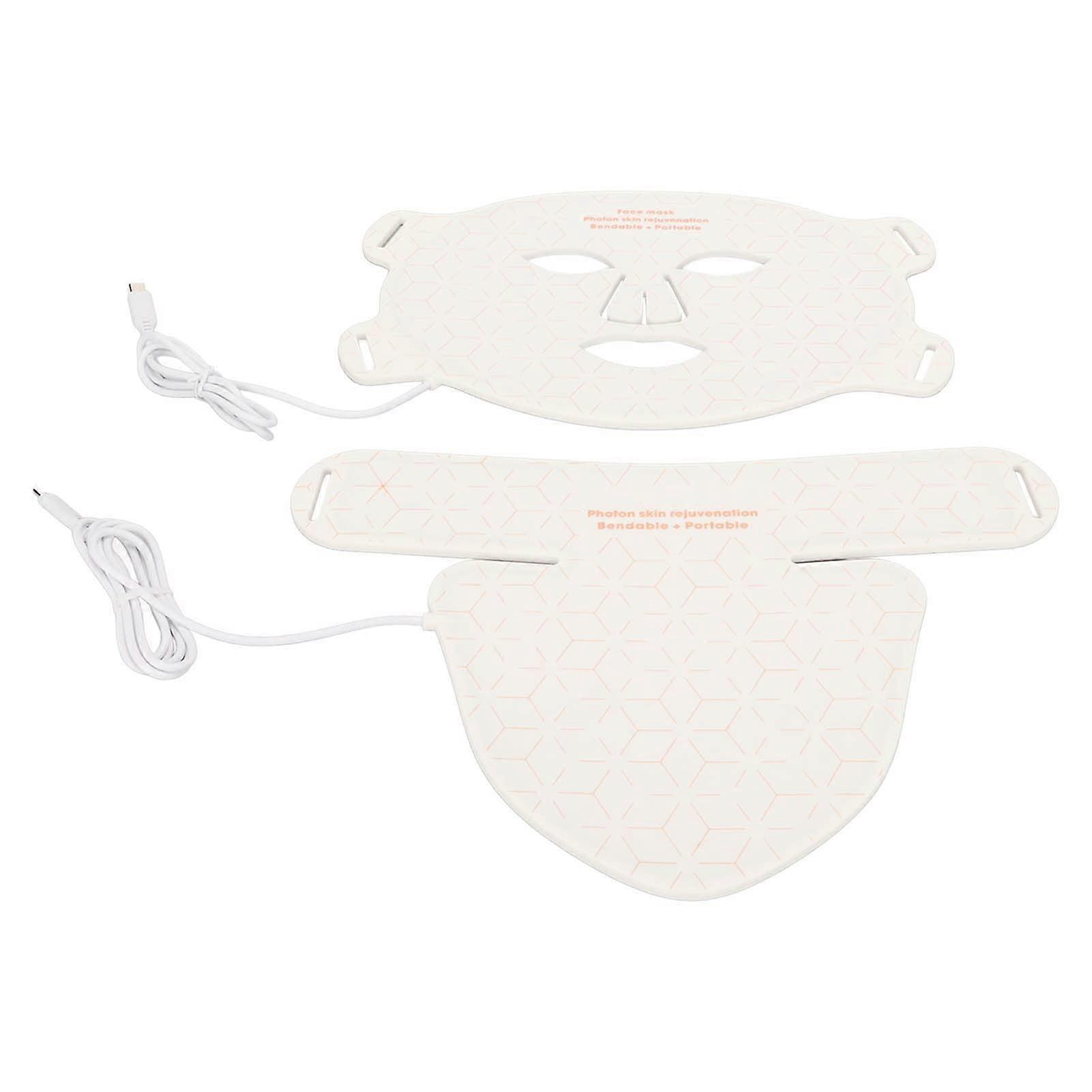 LED Face Mask with Neck Coverage and Eye Protection, 4 Colors, 5 Timer Settings, Soft Silicone
