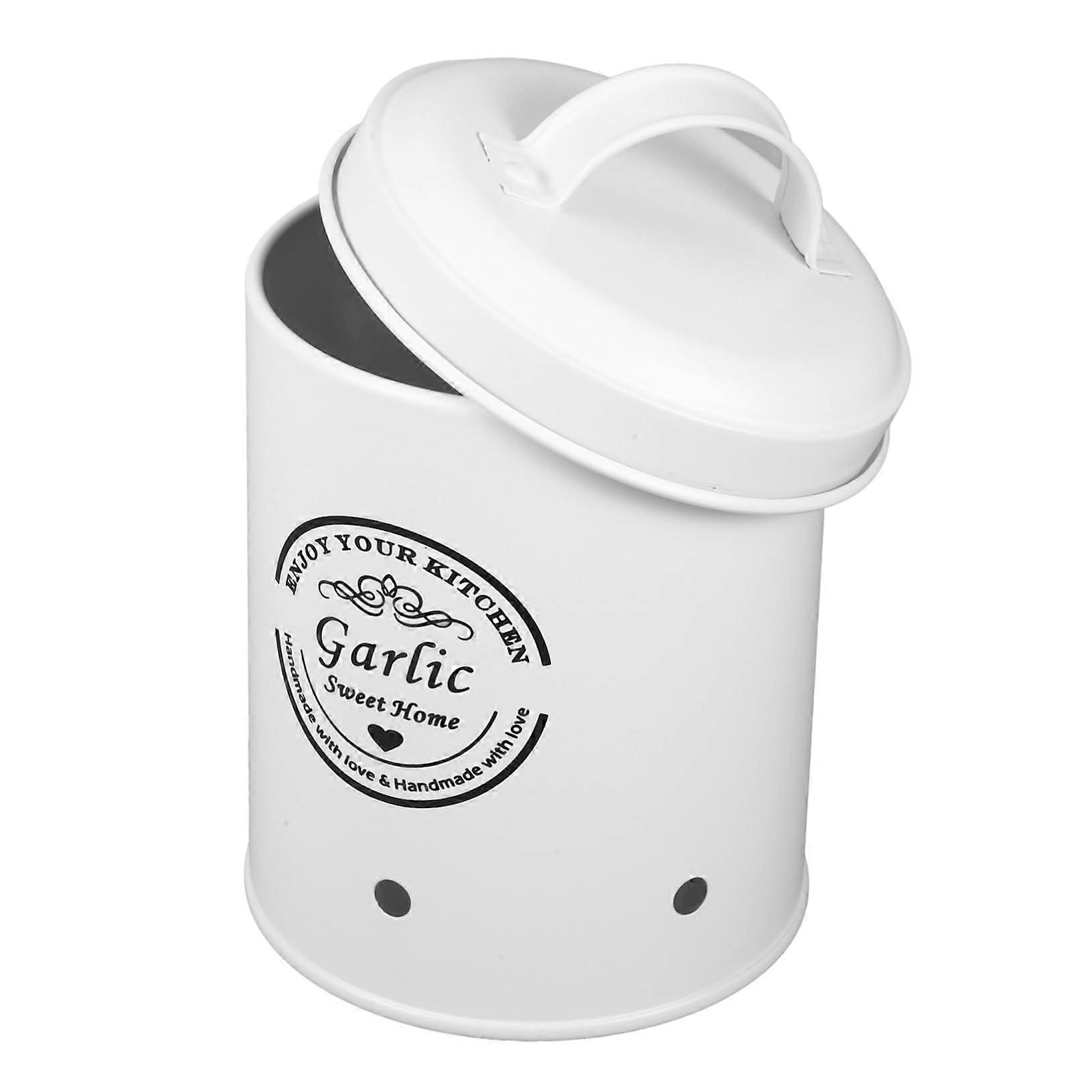 Potato Onion Garlic Storage Bin with Lid, Rustic Metal Vegetable Holder for Kitchen