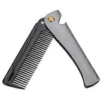 Folding Beard Comb, Foldable Comb for Men, Stainless Steel Beard Comb, Foldable Round Comb, Stainless Steel Teeth Comb