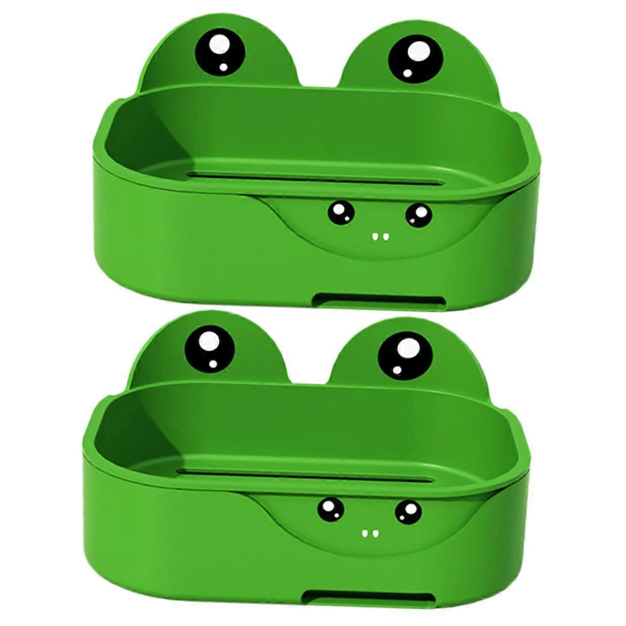 2pcs Frog Shape Wall Mounted Soap Holder SelfDraining Rustproof Bathroom Soap Dish for Kitchen