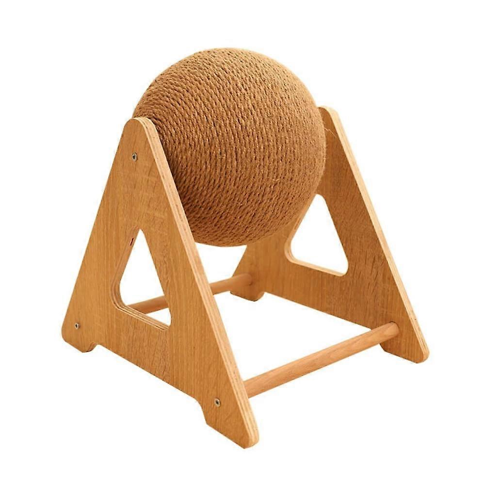 Cat Scratching Post with Interactive Rotating Toy,  Sisal, Dual Function, Wood Base