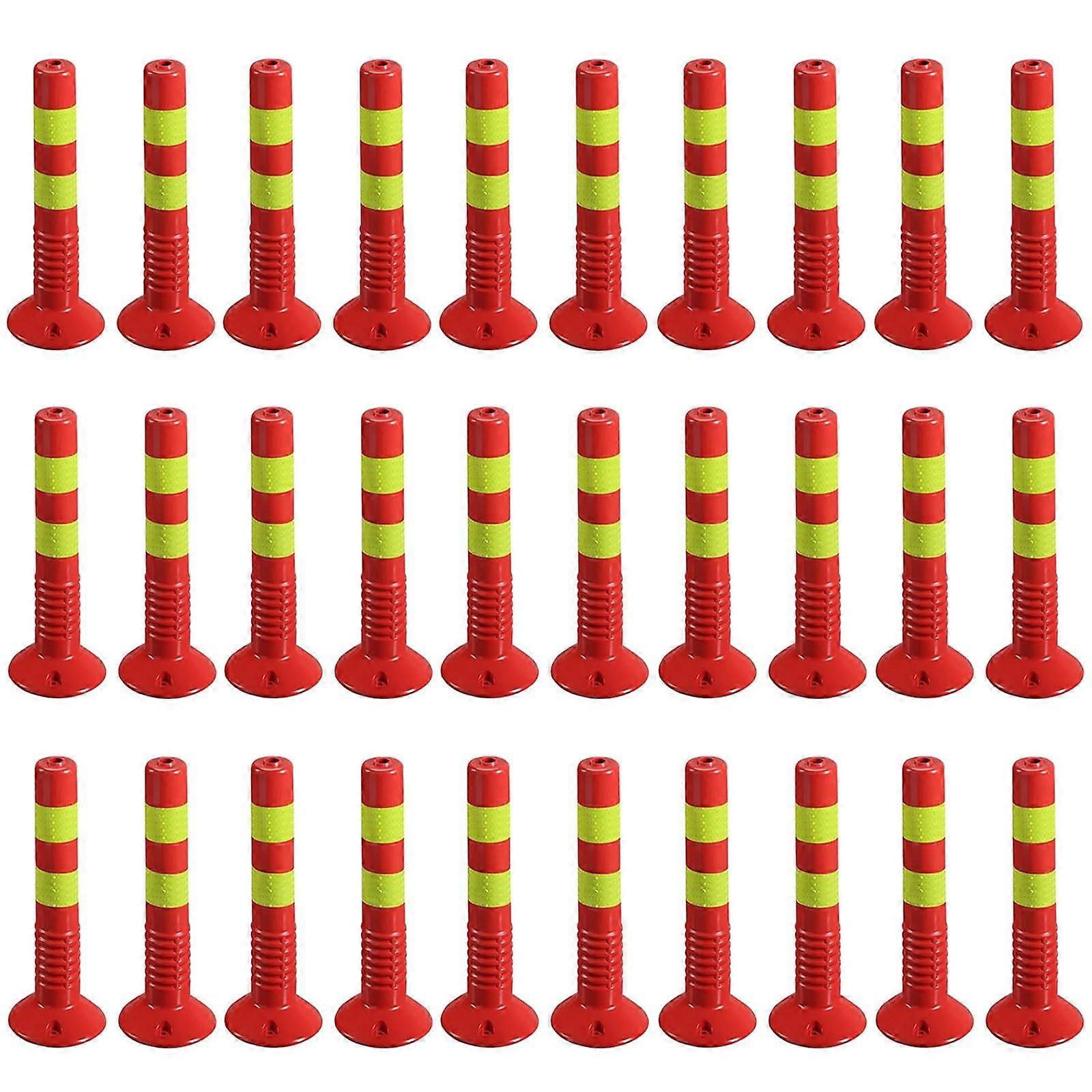 30 Pack 45cm Reflective Traffic Delineator Posts with Ground Mount for Parking and Crowd Control