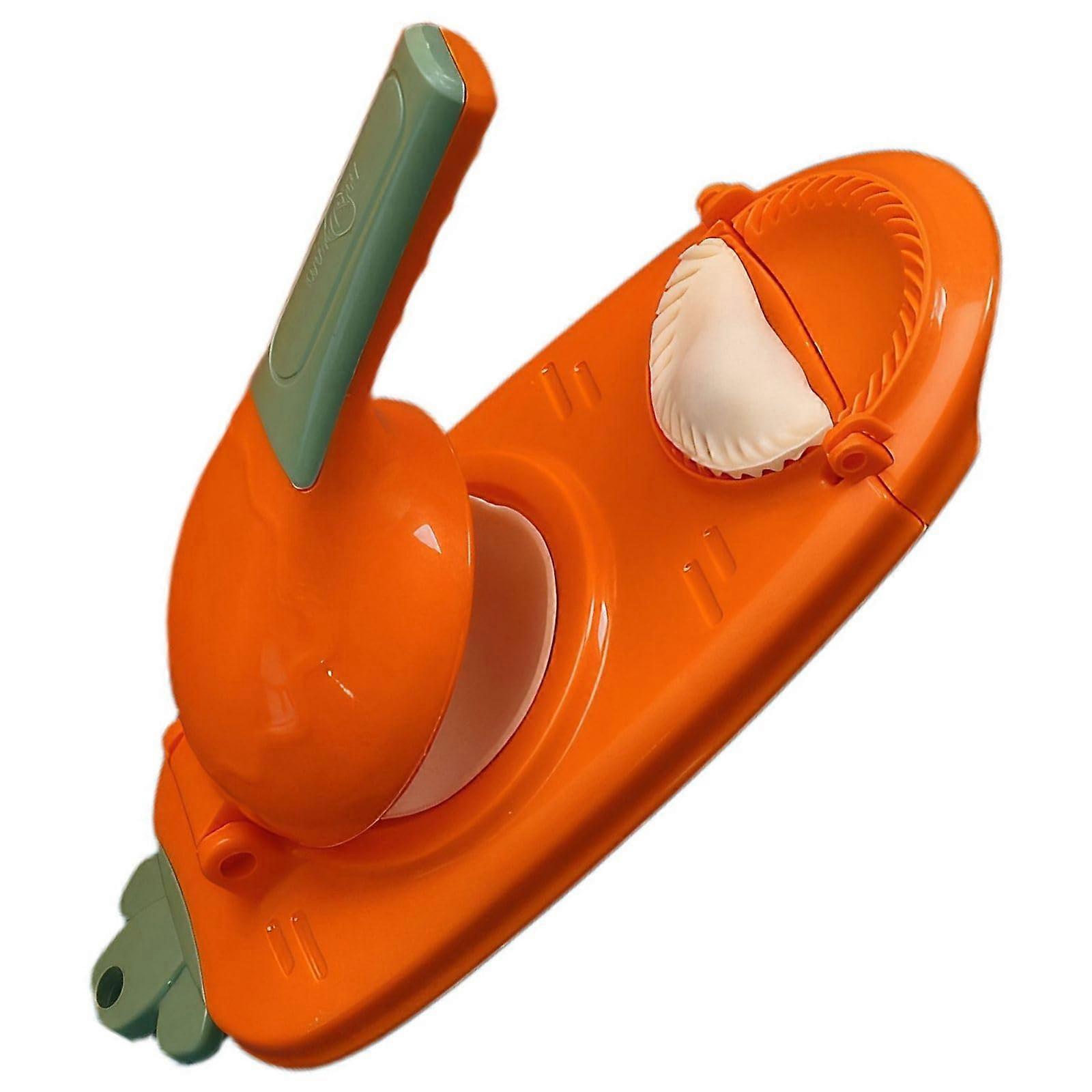 Dumpling Maker and Wonton Press with Ergonomic Handle, Dough Scraper, Decorative Edge Molding