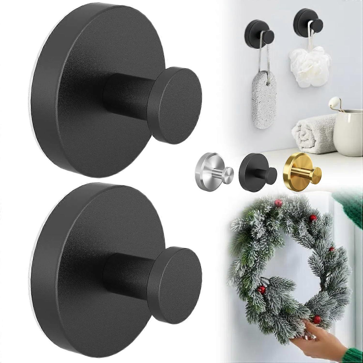 Suction Cup Hooks Black 2 Pack Waterproof Rustproof 15lbs Heavy Duty NoDrill for Bathroom Kitchen