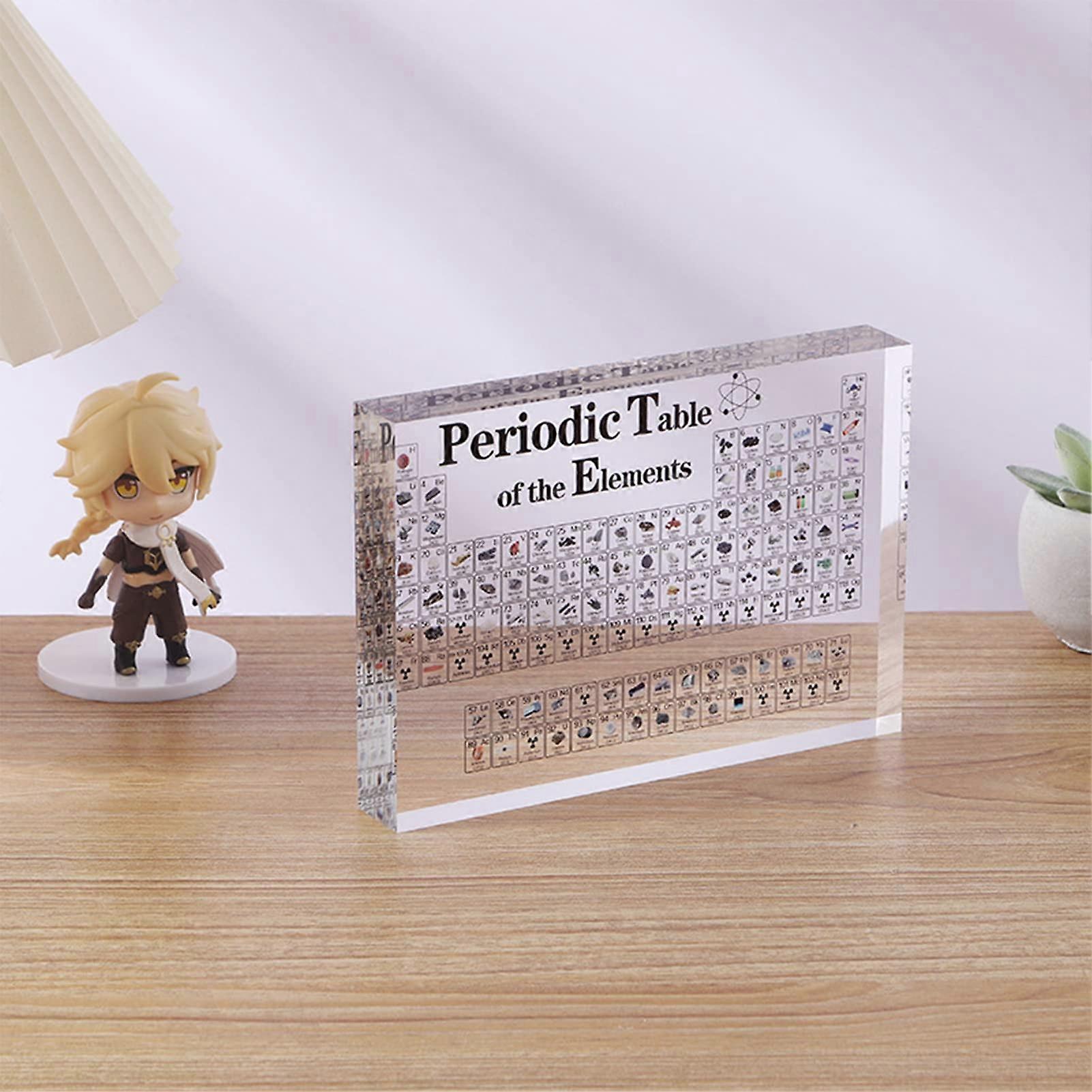 Periodic Table Display Acrylic with Real Element Samples Clear ColorCoded Educational Gift Block