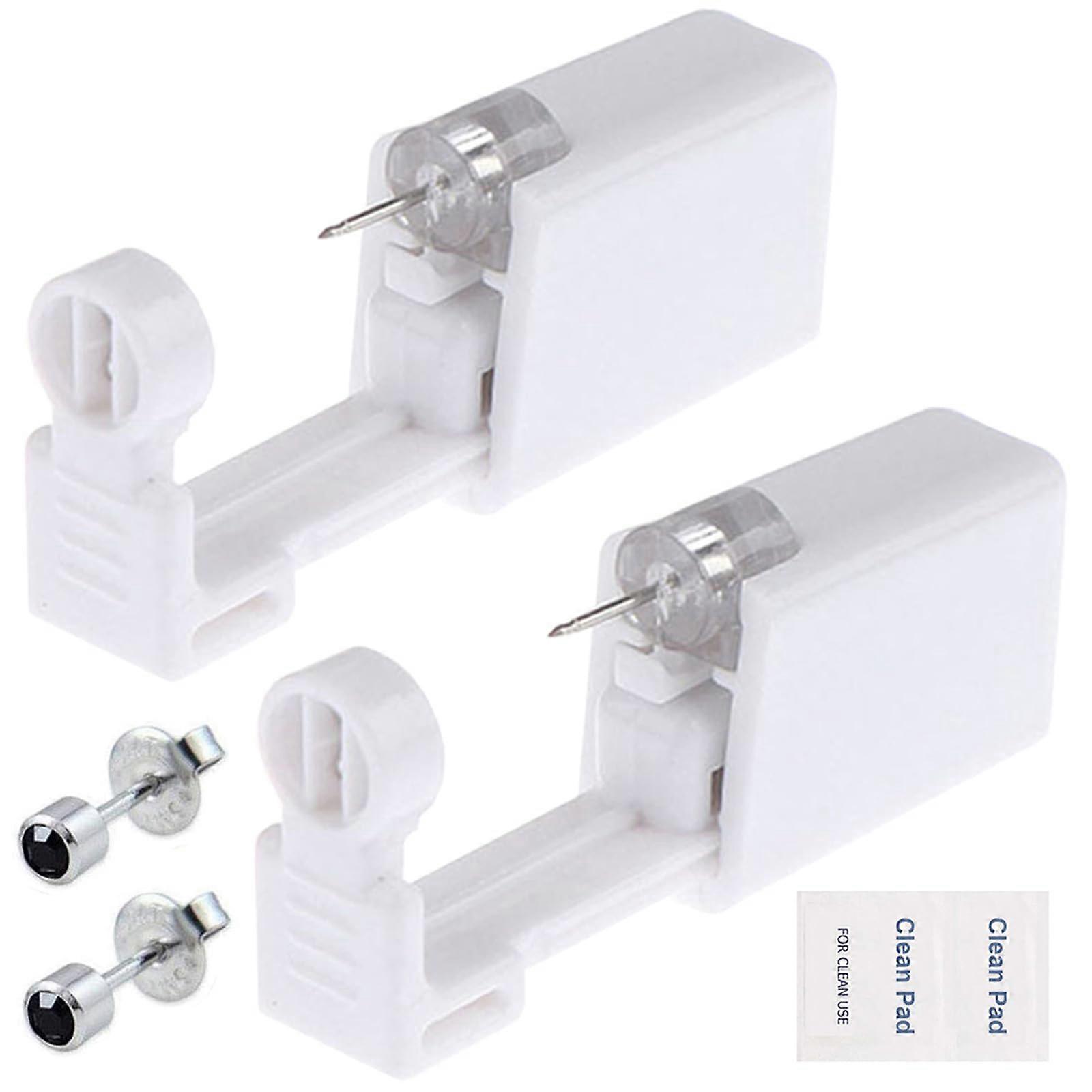 Ear Piercing Kit with 2 Disposable Self Piercing Guns, Preloaded Studs and Cleaning Tools for Cartilage