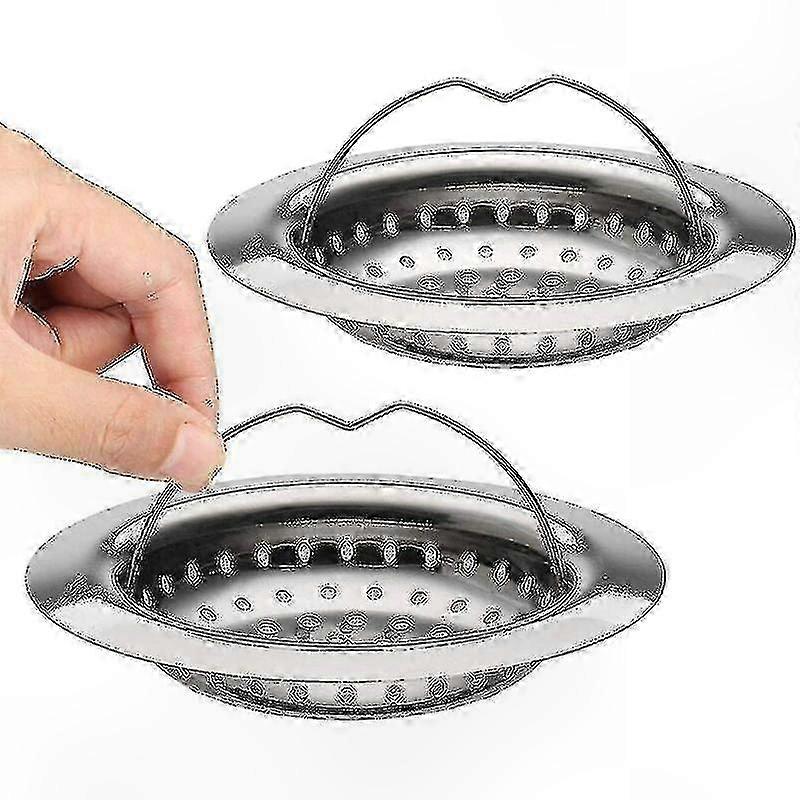 2-Pack Stainless Sink Strainer with Tray Grid, 110mm Diameter