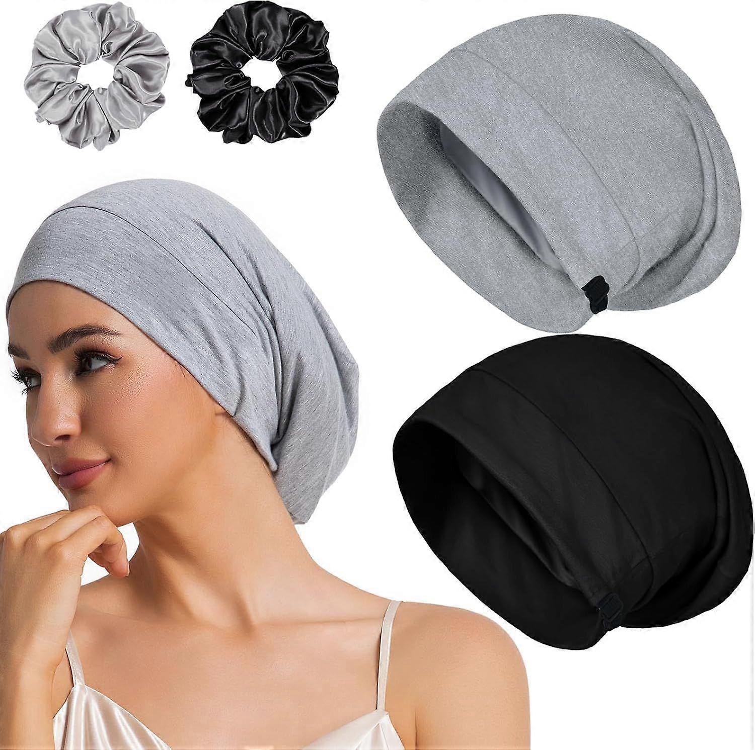 Sleep Cap Bonnet for Sleeping Black Women Men, Adjustable Cooling Lining Bonnets
