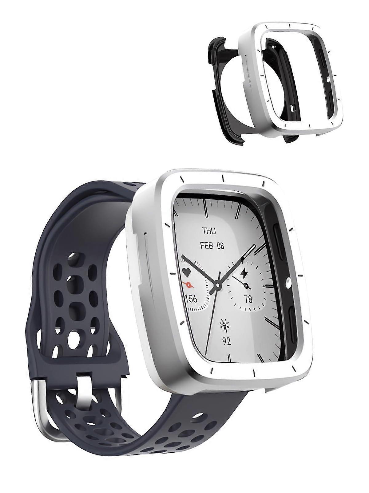 Case for Amazfit Active 2 Square Metal Front with Soft TPU Back Cover Silver Easy Install Charging