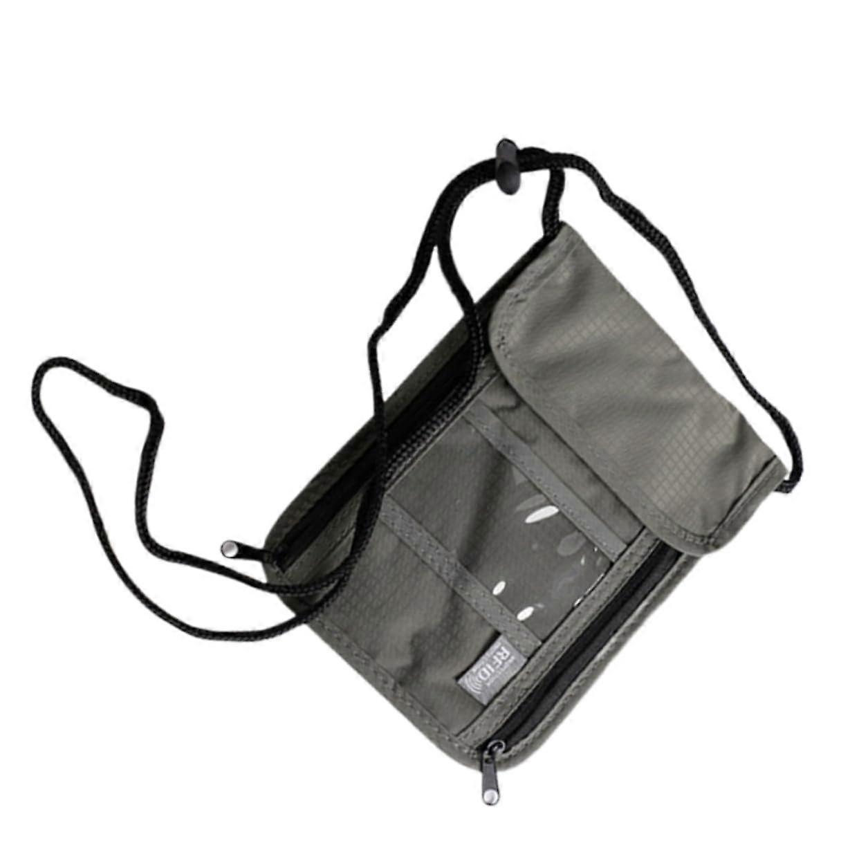Waterproof Travel Wallet Passport Holder RFID Blocking Neck Pouch MultiFunctional Bag Grey
