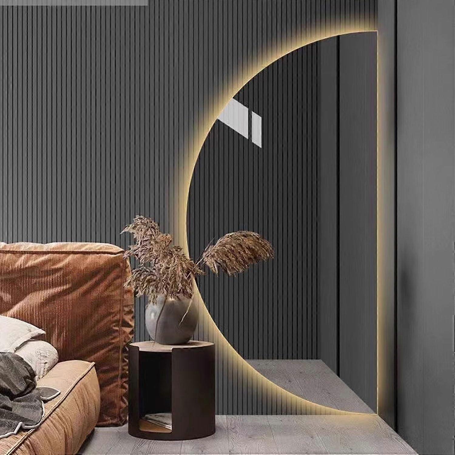 Half Circle LED Bathroom Mirror with AntiFog Heating Pad, Adjustable Lighting, Touch Control 40x80 cm