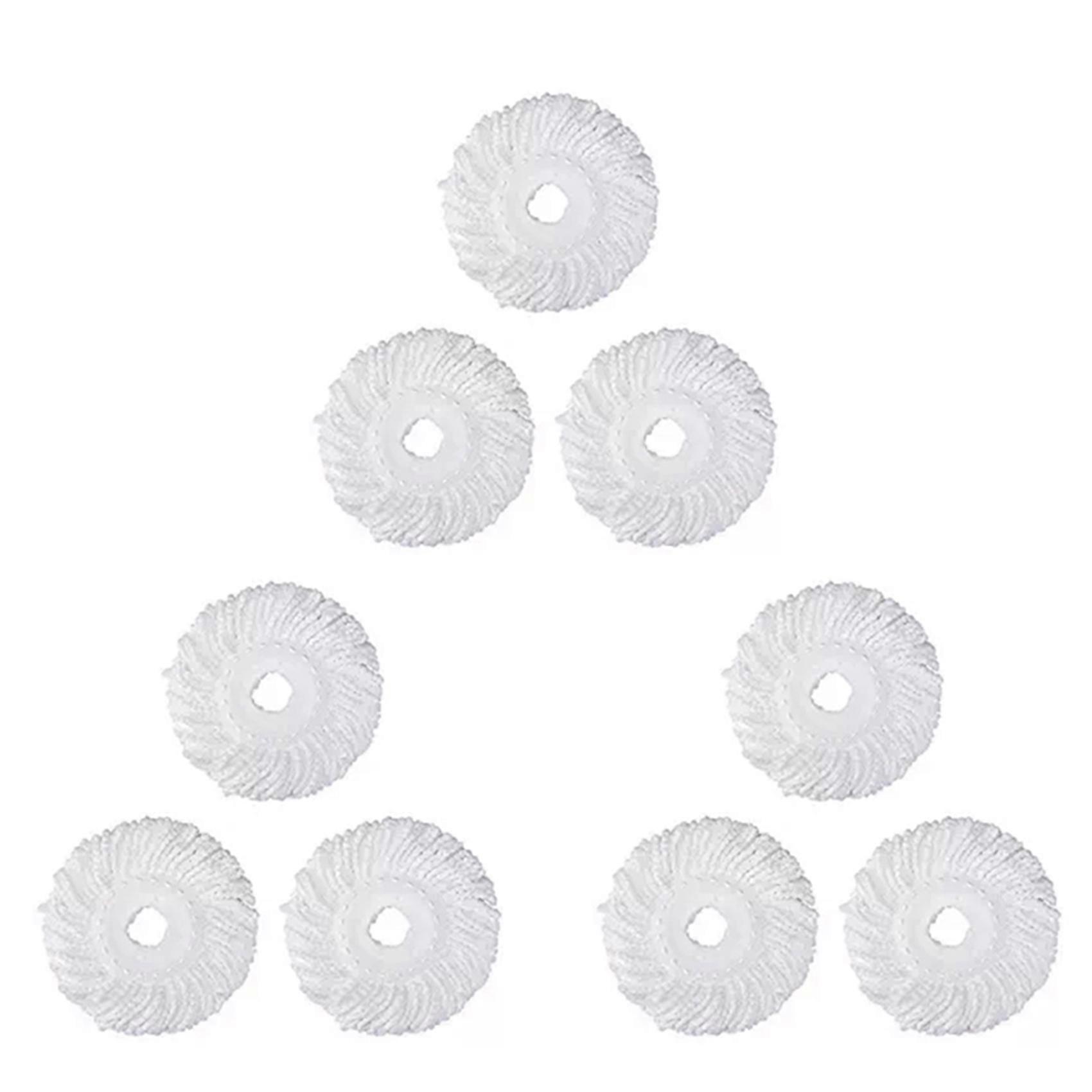 Mop Micro-Head Refill for 360° Spin Magic Mop-Microfiber Replacement Mop Head-Round Shape Standard Size (White-6 Pack)