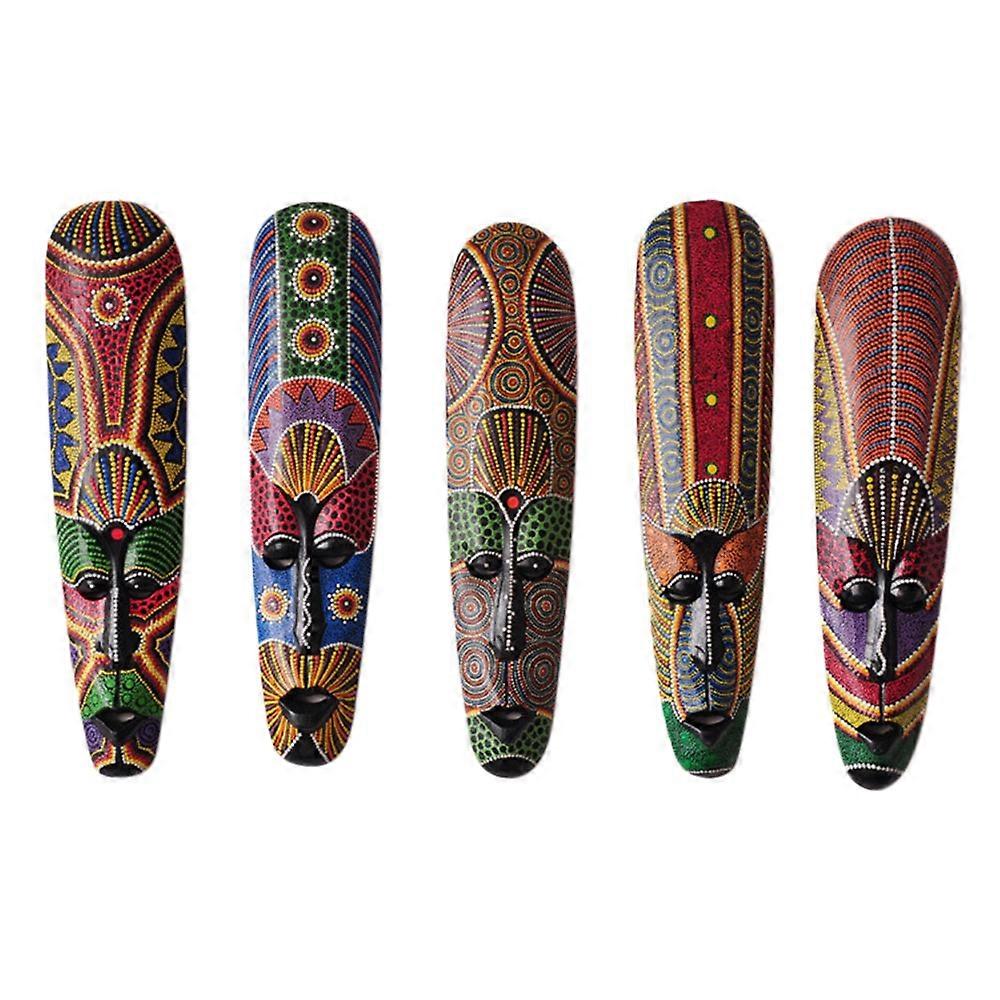Mask Wall Hanging Solid Wood Carving Painted Wall Decor A