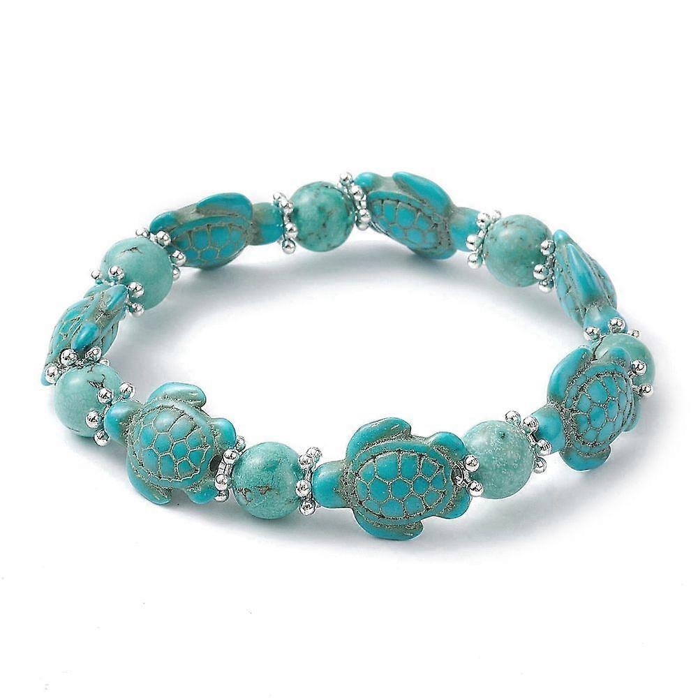 Turquoise Tortoise Beaded Stretch Bracelets Dark Turquoise Inner Diameter: 2 inch(5.1cm)